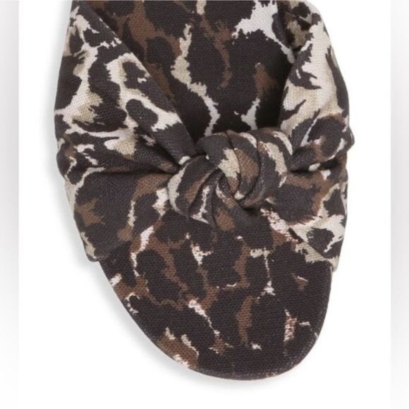 VERONICA BEARD Etra Knotted Leopard-Print Canvas Slide Sandals Size 6 - Picture 8 of 8